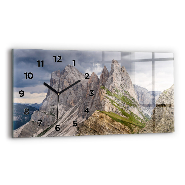 Glass wall clock rectangular Rocky Mountains