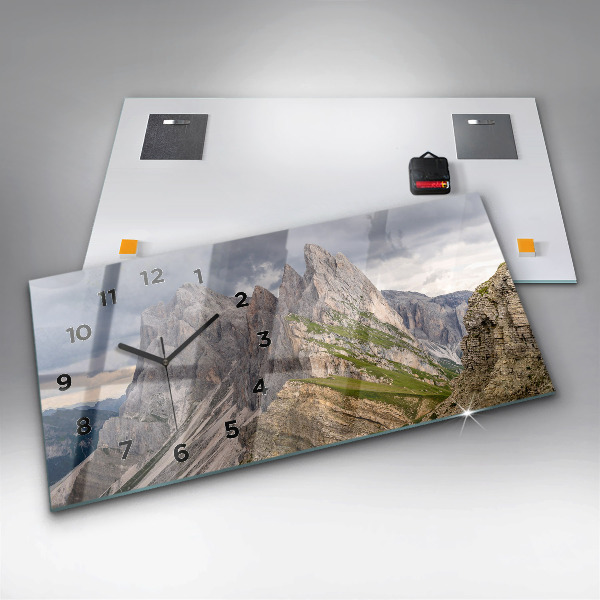 Glass wall clock rectangular Rocky Mountains