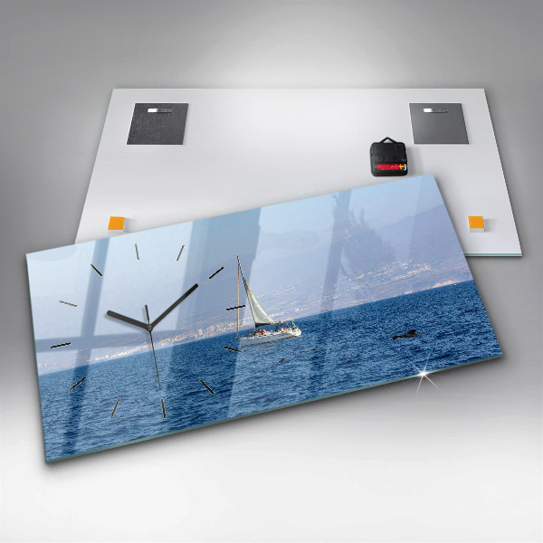 Glass wall clock rectangular Yacht in Tenerife