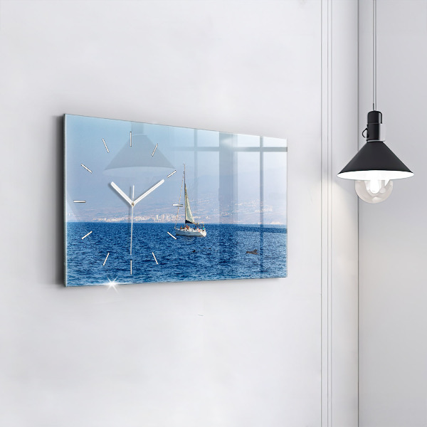 Glass wall clock rectangular Yacht in Tenerife