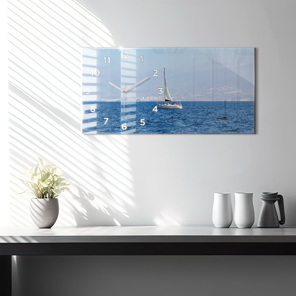 Glass wall clock rectangular Yacht in Tenerife
