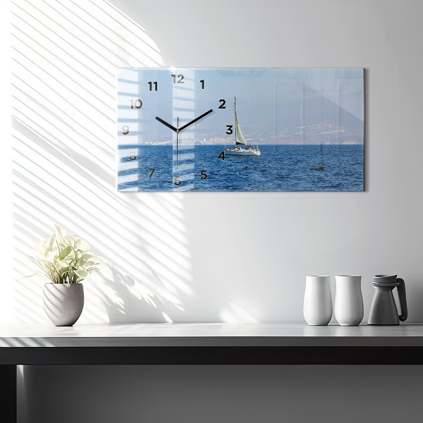 Glass wall clock rectangular Yacht in Tenerife