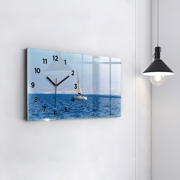 Glass wall clock rectangular Yacht in Tenerife