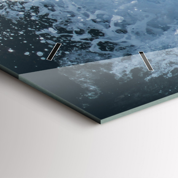 Glass wall clock rectangular Sea wave photography
