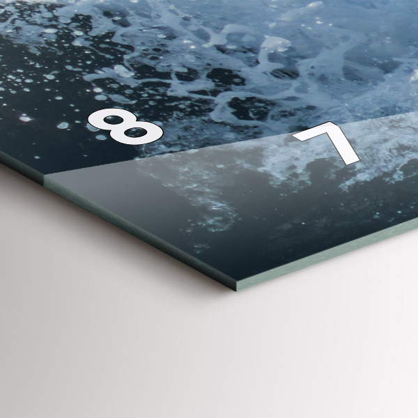 Glass wall clock rectangular Sea wave photography