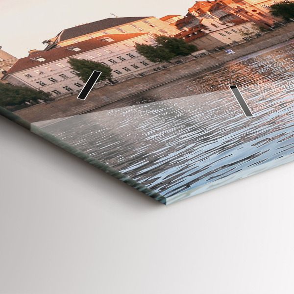 Glass wall clock rectangular Charles Bridge in Prague