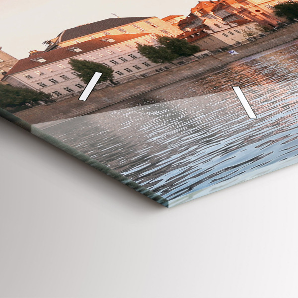 Glass wall clock rectangular Charles Bridge in Prague