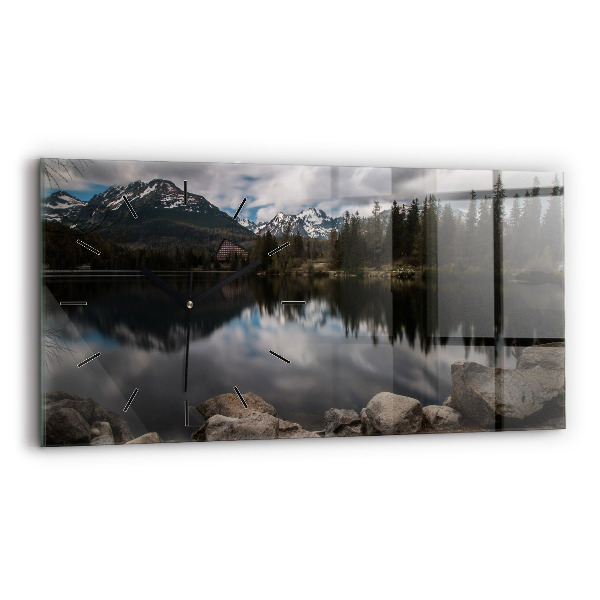 Glass wall clock rectangular High Tatras in Slovakia