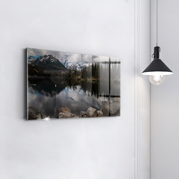 Glass wall clock rectangular High Tatras in Slovakia