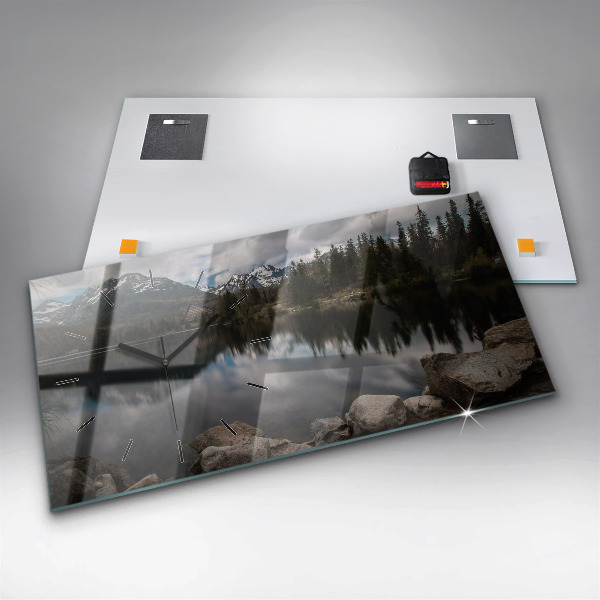 Glass wall clock rectangular High Tatras in Slovakia