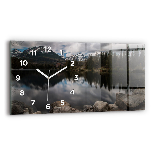 Glass wall clock rectangular High Tatras in Slovakia