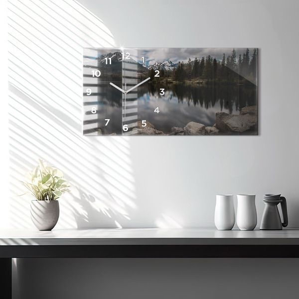 Glass wall clock rectangular High Tatras in Slovakia