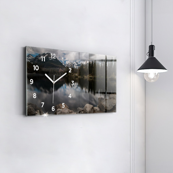 Glass wall clock rectangular High Tatras in Slovakia