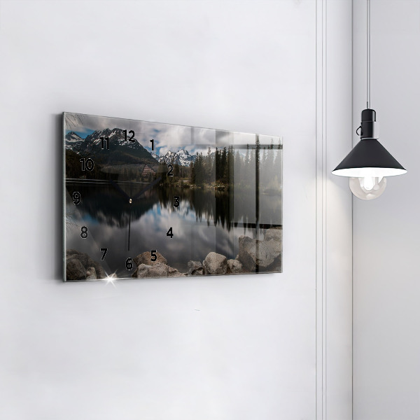 Glass wall clock rectangular High Tatras in Slovakia
