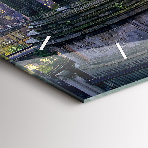 Glass wall clock rectangular Edinburgh from Calton Hill