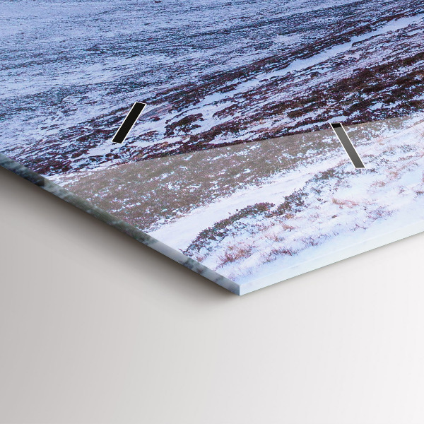 Glass wall clock rectangular Cottage in the mountains