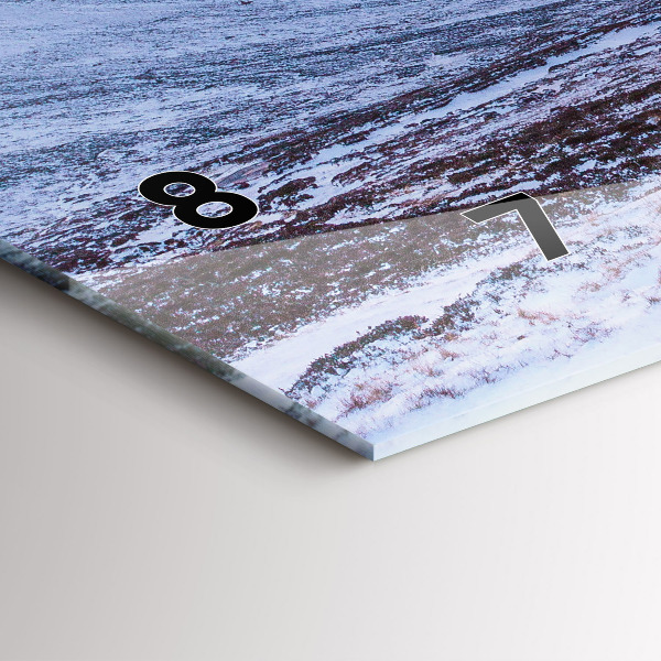 Glass wall clock rectangular Cottage in the mountains