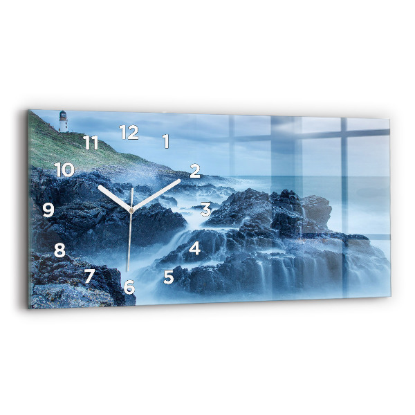 Glass wall clock rectangular Lighthouse