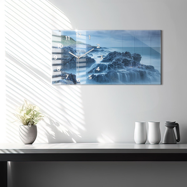 Glass wall clock rectangular Lighthouse