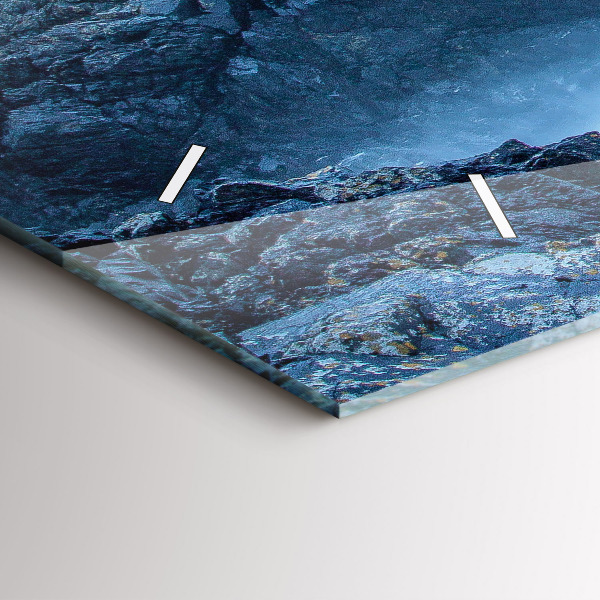 Glass wall clock rectangular Lighthouse