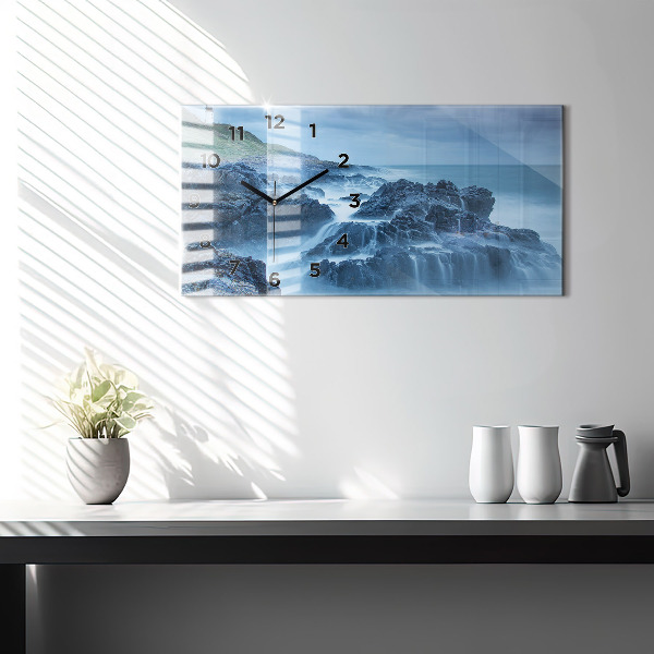 Glass wall clock rectangular Lighthouse