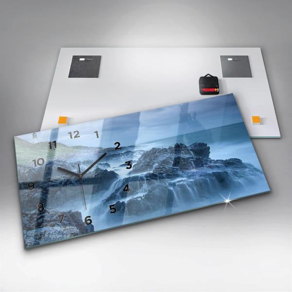 Glass wall clock rectangular Lighthouse