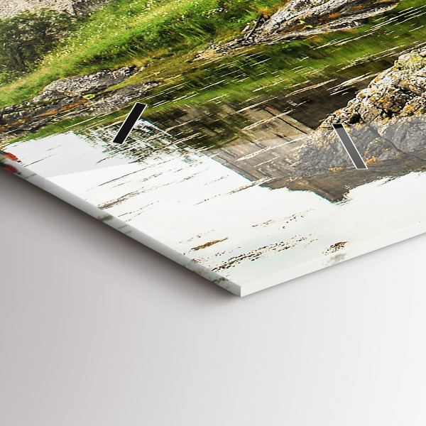 Glass wall clock rectangular Eilean Donan Castle Scotland