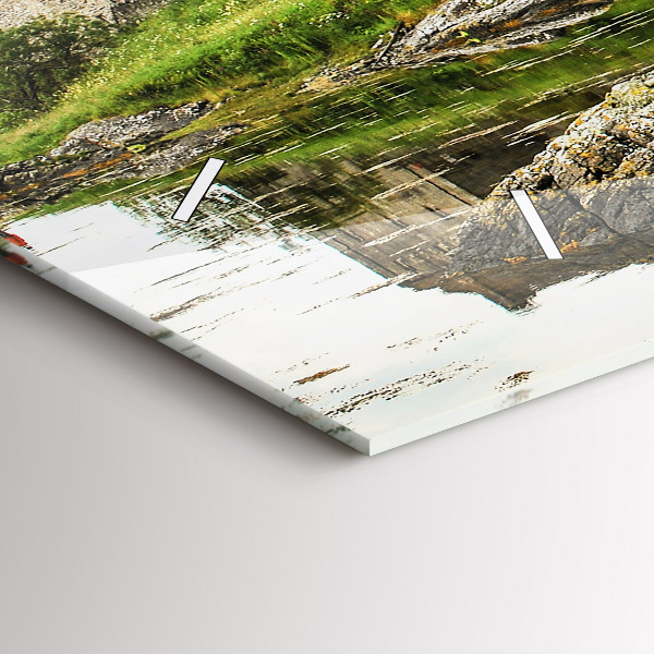 Glass wall clock rectangular Eilean Donan Castle Scotland