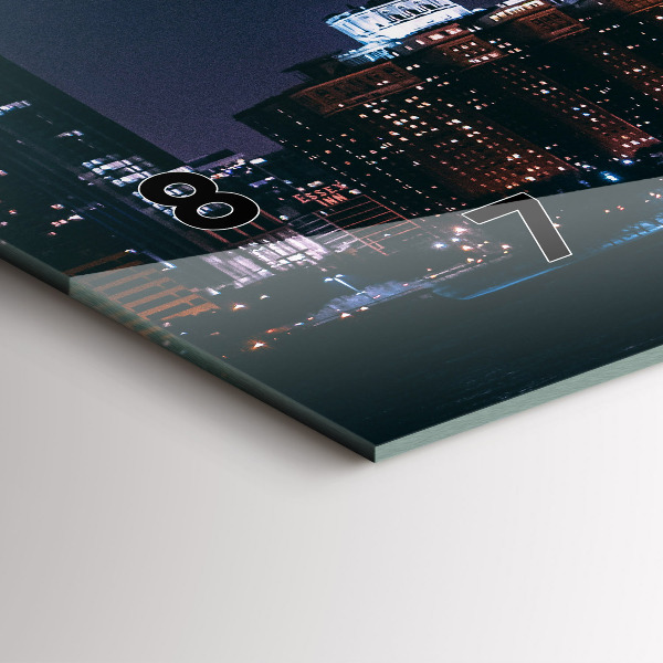 Glass wall clock rectangular Chicago Cityscape