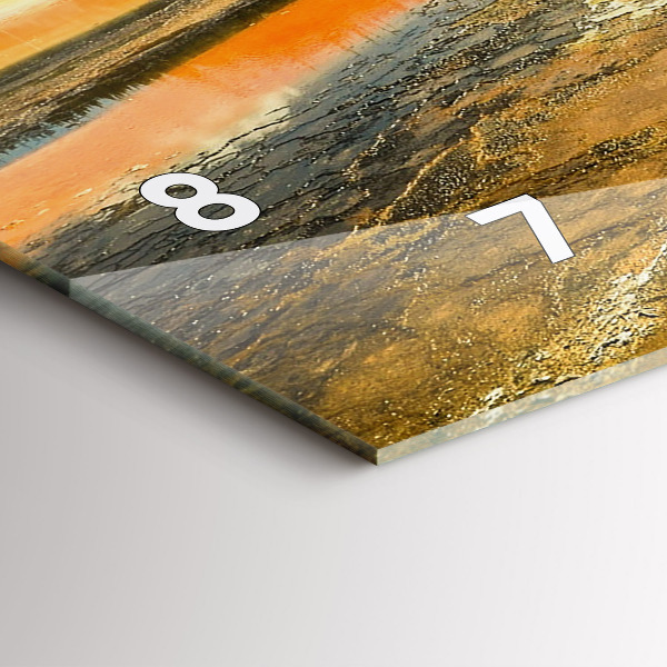 Glass wall clock rectangular Lake with Mountains