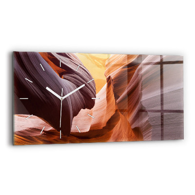 Glass wall clock rectangular Antelope Canyon