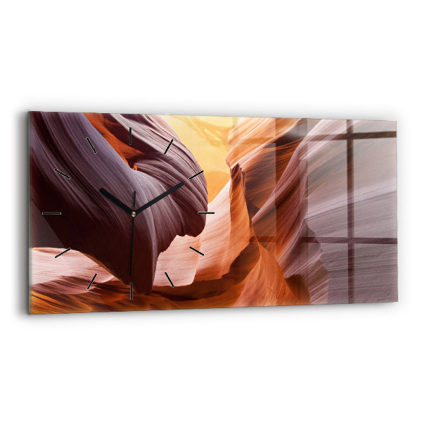 Glass wall clock rectangular Antelope Canyon