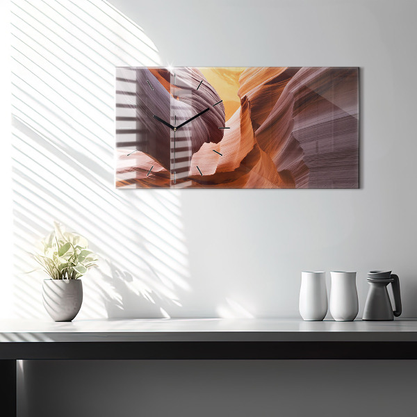 Glass wall clock rectangular Antelope Canyon