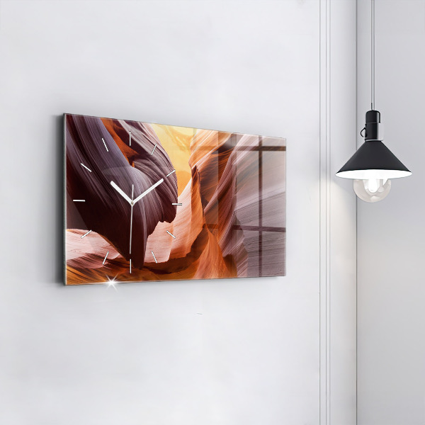 Glass wall clock rectangular Antelope Canyon