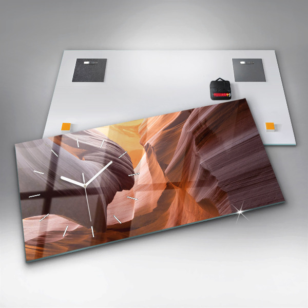 Glass wall clock rectangular Antelope Canyon
