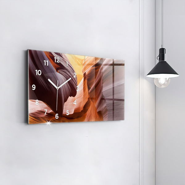 Glass wall clock rectangular Antelope Canyon