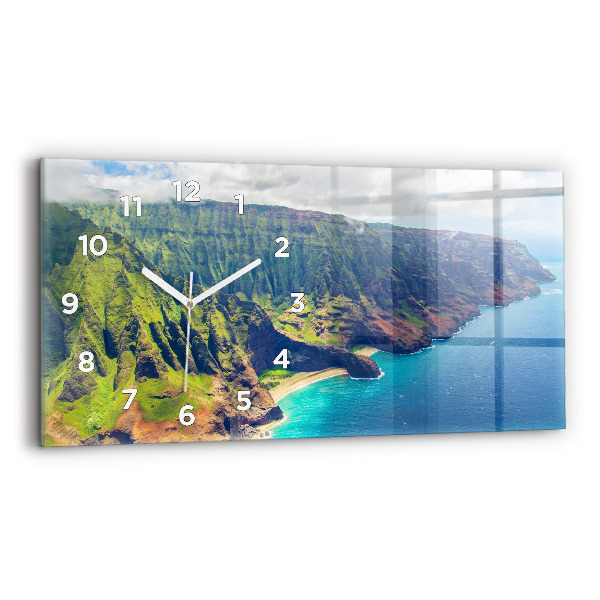 Glass wall clock rectangular The Sea in Hawaii