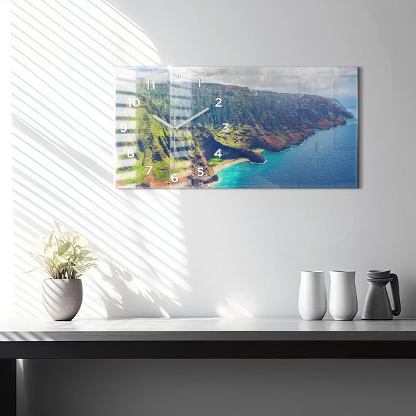 Glass wall clock rectangular The Sea in Hawaii