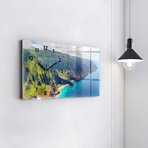 Glass wall clock rectangular The Sea in Hawaii