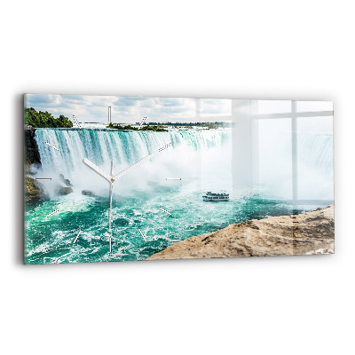 Glass wall clock rectangular Niagara boat