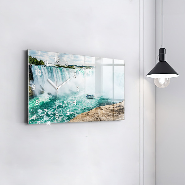 Glass wall clock rectangular Niagara boat