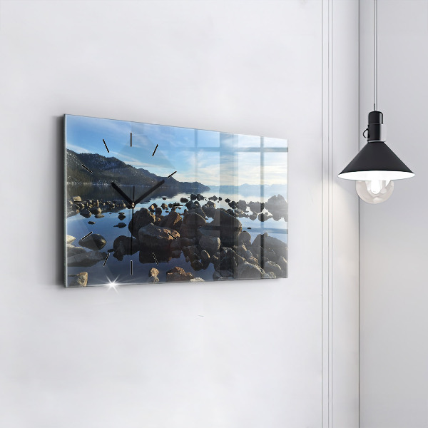 Glass wall clock rectangular Sea view