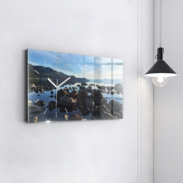 Glass wall clock rectangular Sea view