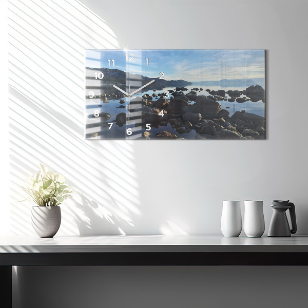 Glass wall clock rectangular Sea view
