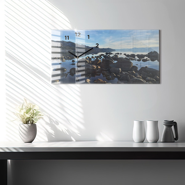 Glass wall clock rectangular Sea view