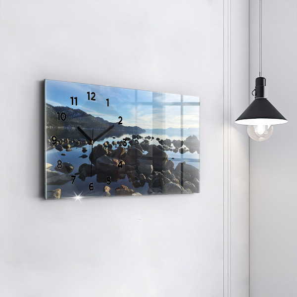 Glass wall clock rectangular Sea view
