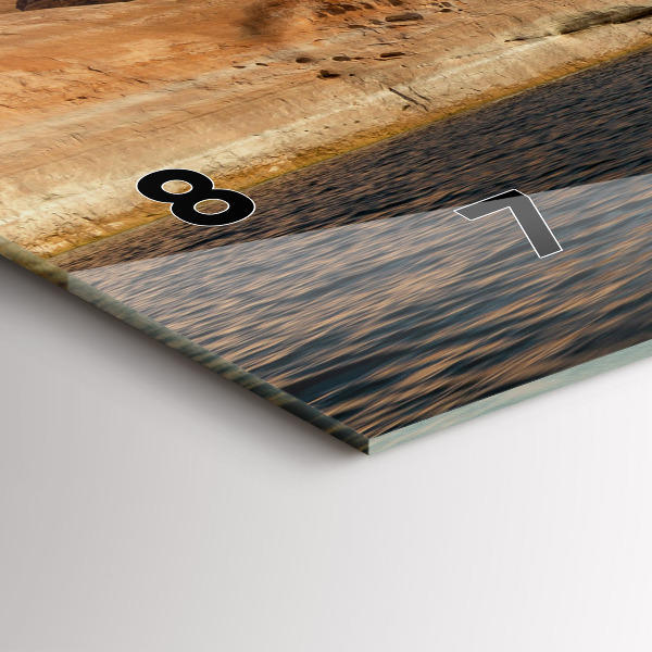 Glass wall clock rectangular Person on water skis