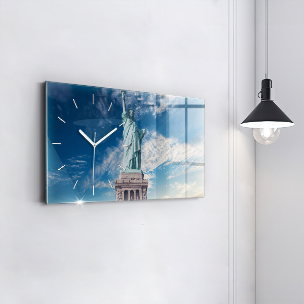 Glass wall clock rectangular Statue of Liberty New York