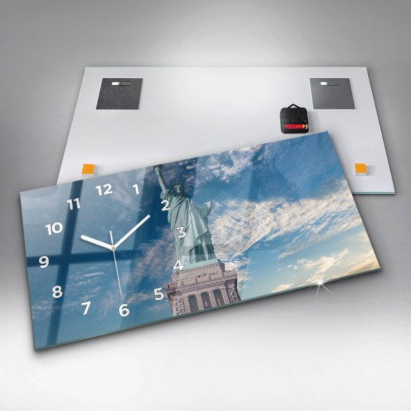 Glass wall clock rectangular Statue of Liberty New York
