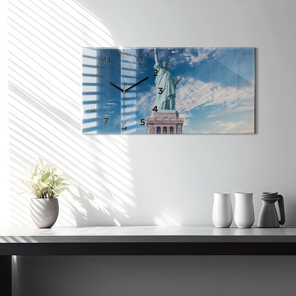 Glass wall clock rectangular Statue of Liberty New York